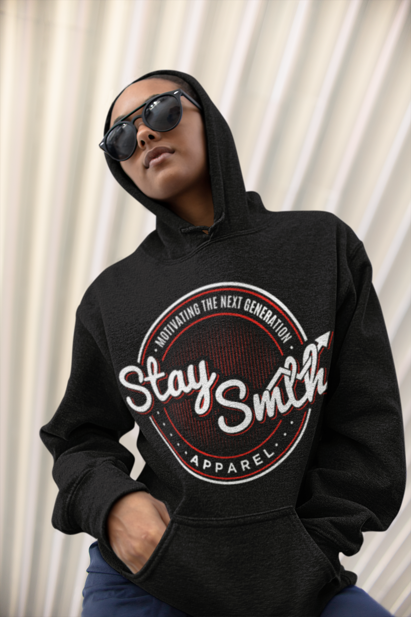 Stay SMTH Logo Hoodie (White/Red Logo)